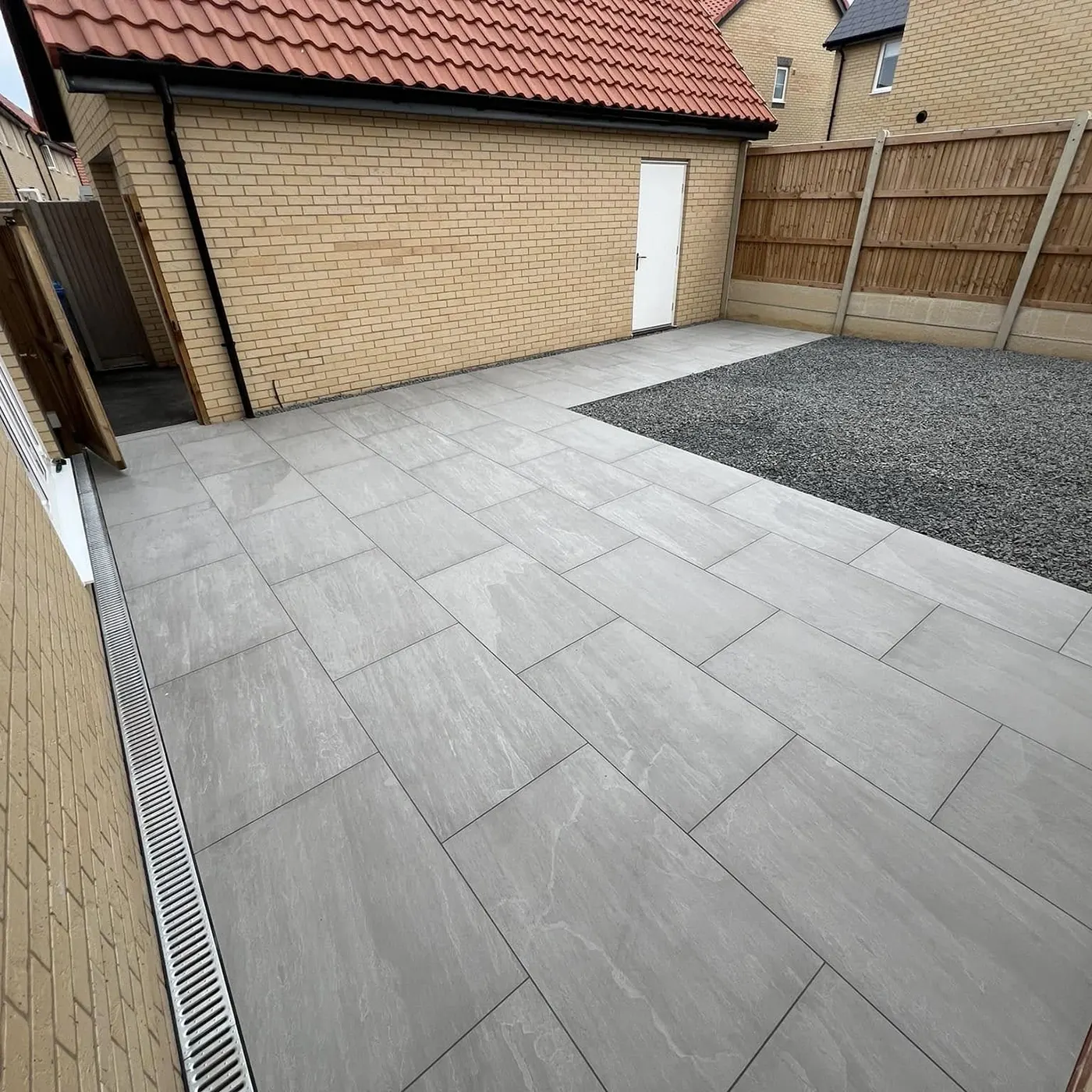 Sleek porcelain outdoor tile installation