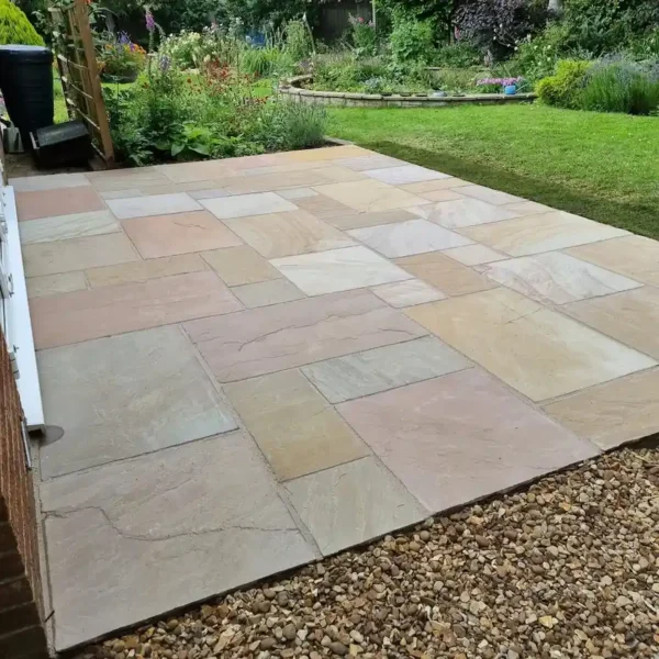 Buff Tumble Sandstone Paving Slabs- Mix Pack | Stonecera